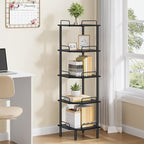Tajsoon Corner Shelf Stand, 5 Tier Industrial Corner Shelves, Multipurpose Standing Display Shelf, Corner Shelving Unit for Bedroom, Living Room, Office, Kitchen, Black