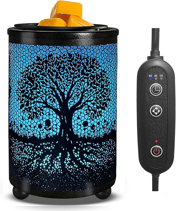 Leyoue Electric Wax Melt Warmer PTC Heating Plate with 7 Colors LED Changing Light Wax Warmer Fragrance Warmer for Home Office Gifts & Decor(Life Tree)