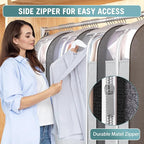 10" Gusseted Garment Bags for Hanging Clothes with Clear Window, 32" Suit Bags for Open Closet Storage, Clothing Cover for Coat, Dress, Jacket, Shirt, Fur Wardrobe Protector, 4 Packs