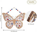 Valery Madelyn 4th of July Wreath, Patriotic Wreath for Front Door, Red White and Blue Butterfly Decor, Wooden Americana Sign for 4th of July Independence Day USA 250th Anniversary, 12 Inch