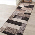 FlyDOIT Modern Geometric Patchwork Area Rug, 2x6 Chocolate Runner Rugs for Living Room, Rockwood Collection Indoor Rugs for Bedroom, Throw Carpet Floor Decor for Entryway Dining Room Office Nursery