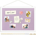 DOLLAR BOSS Bulletin Board with Linen Double-Sided 36" x 24" Linen Cork Boards for Walls Picture Display Vision Board for Office Home School Framed Picture Pin Board, 20 Pushpins 10 Clips, Purple