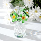 Crystal Bird & Forget-Me-Not Flower Figurine,3x4 inch Glass Flower Collectible Ornaments for Home Decor Table Centerpiece Glass Bouquet Flowers Keepsake Gifts for Women （Green）