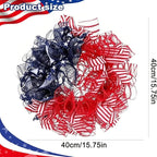 Patriotic Wreath for Front Door Red White Blue Wreath 4th of July Wreaths for Door Wall Memorial Day Decor Independence Day Hanging Decoration for Outside Home Farmhouse Holiday (Mesh)