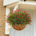 Ivydale Artificial Plants Fake Flowers Monkey Grass for Outdoors,UV Resistant Realistic 20PCS Red Faux Greenery Shrubs Outside Decor for Home Garland Porch Patio Balcony Planter Yard Office Pathway
