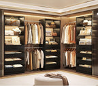 Aheaplus Closet System with 12 Drawers, 8.5-11.5Ft Wood Closet Organizer System with 4 Hanging Rods & 3 Towers, 4Ft & 6Ft L-Shaped Walk-in Closets Wardrobe Organizer Clothes Rack, Set of 3, Black1