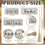 4 Pcs Farmhouse Home Decoration Wooden Tabletop and So Together They Built a Life They Loved Decor Motivational Tiered Tray Decor Rustic Block Sign Retro Bead Garland Table Centerpiece for Shelf Desk