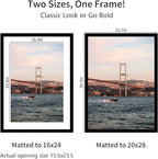 20x28 Picture Frame Black Set of 3, Display Pictures 16x24 with Mat or 20 x 28 Without Mat, Poster Frames 20x28 for Wall Hanging Horizontal and Vertical