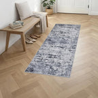 2'x6' Runner Rug Washable Rug: Modern Abstract Soft Thin Runner Rug Grey