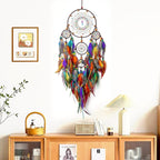 Large Dream Catchers, Handmade Woven Colorful Dream Catcher Wall Hanging, with Tree of Life Natural Healing Crystal Stone for Bedroom Wedding Party Decor, Festival Blessing Gift (Colorful)