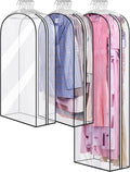 MISSLO 10" Gusseted All Clear Garment Bags for Hanging Clothes 40"+60" Suit Bags for Closet Storage Dresses Protectors for Shirts, Coats, Gowns, 3 Packs