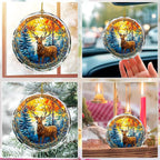 Stained Glass Deer Ornament - Christmas Tree Decor, Gift Exchange Present