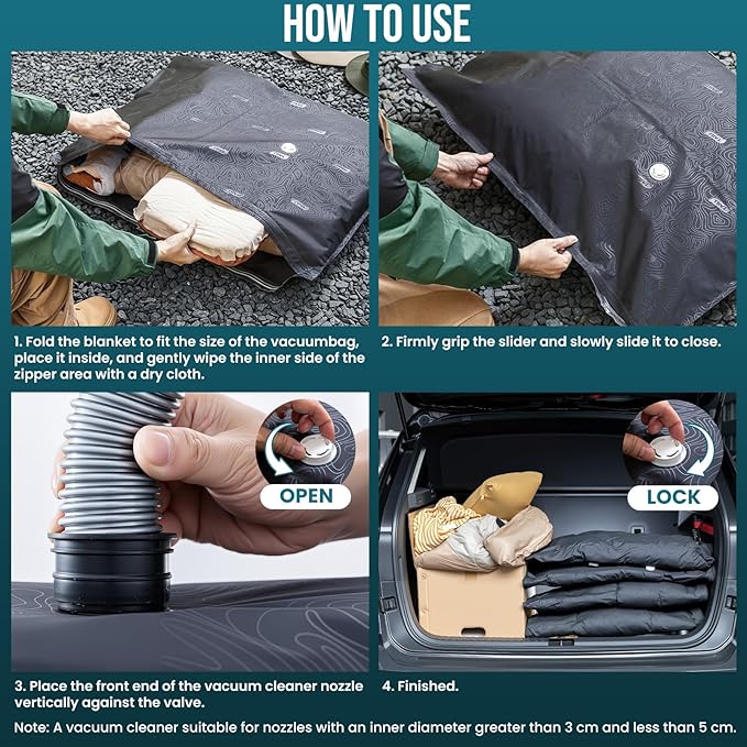 TAILI 5 Pack Outdoor Vacuum Storage Bags, Travel Compression Bags (39x29 inch), Tear-Proof Vacuum Seal for Camping, Cushion, Clothing, Waterproof, Wearproof, Punctureproof