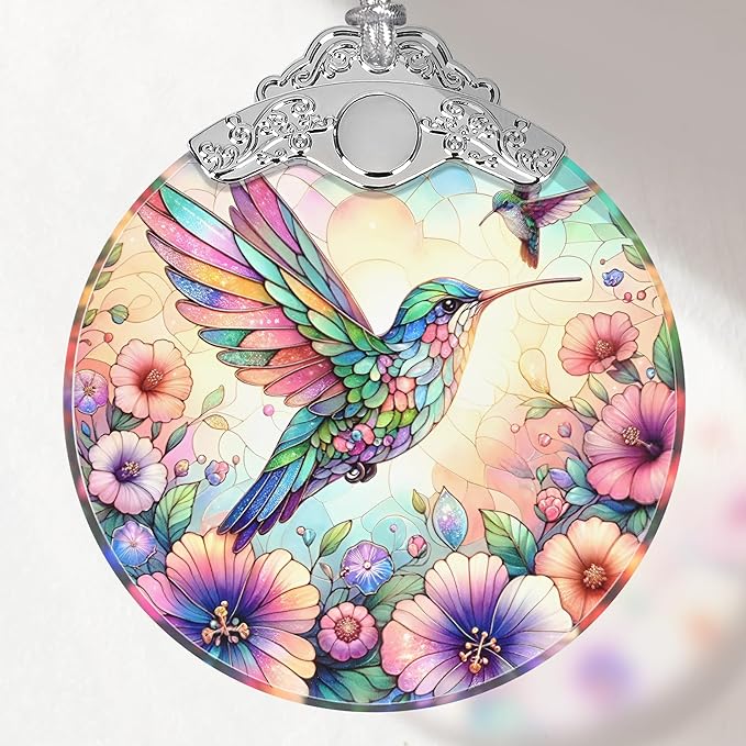 Hummingbird Stained Glass Ornament, Christmas Ornaments, Xmas Decor, Ornaments for Christmas Tree, Holiday Presents, Gift Exchange Ideas