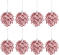 Jetec 8 Pieces Christmas Ornaments Glitter Christmas Tree Hanging Decoration Decorative Artificial Pine Cones Flowers Hanging Ornaments for Winter Wreath Holiday Decor(Rose Gold)