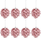 Jetec 8 Pieces Christmas Ornaments Glitter Christmas Tree Hanging Decoration Decorative Artificial Pine Cones Flowers Hanging Ornaments for Winter Wreath Holiday Decor(Rose Gold)