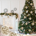 Jetec 8 Pieces Christmas Ornaments Glitter Christmas Tree Hanging Decoration Decorative Artificial Pine Cones Flowers Hanging Ornaments for Winter Wreath Holiday Decor(Champagne Gold)