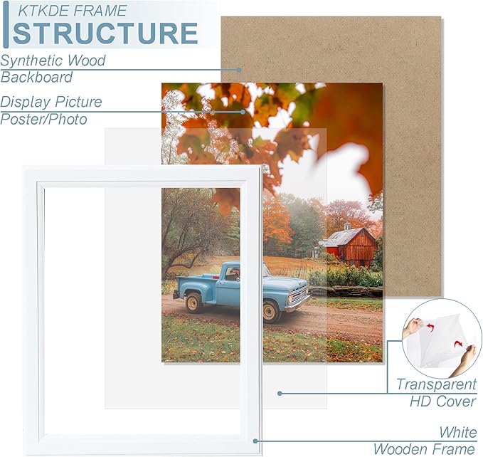 KTKDE 16x20 Picture Frame Set of 3,Studio Gallery 16 by 20 Poster Frame White Wooden, Large Frame for Photos, Posters - Art Prints best gift