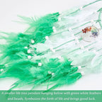 Dreamlike Butterfly Tree of Life Dream Catcher Wall Decor Green Dream Catcher with Crystal Stone Handmade Feather Dreamcatchers Home Decor Wall Hanging for Girls Bedroom Wedding Craft Gift-29.5"