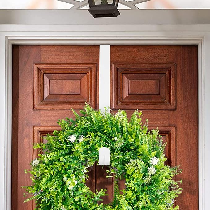 5 Pack 12"+15" Wreath Hanger for Front Door - Large Wreath Metal Hook for Christmas Wreath Over The Door Hanger 2 x 15" and 3 x 12" - White