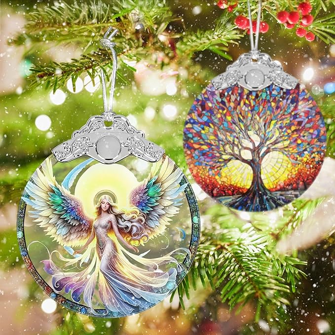 Jocidea Stained Glass Hanging Decor - Christmas Tree Ornaments - Gifts for Women, Mom