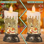 Eldnacele Musical Snow Globe Lantern with Timer Battery Operated & USB Powered Lighted Snowman Singing Snow Globe Christmas Decor