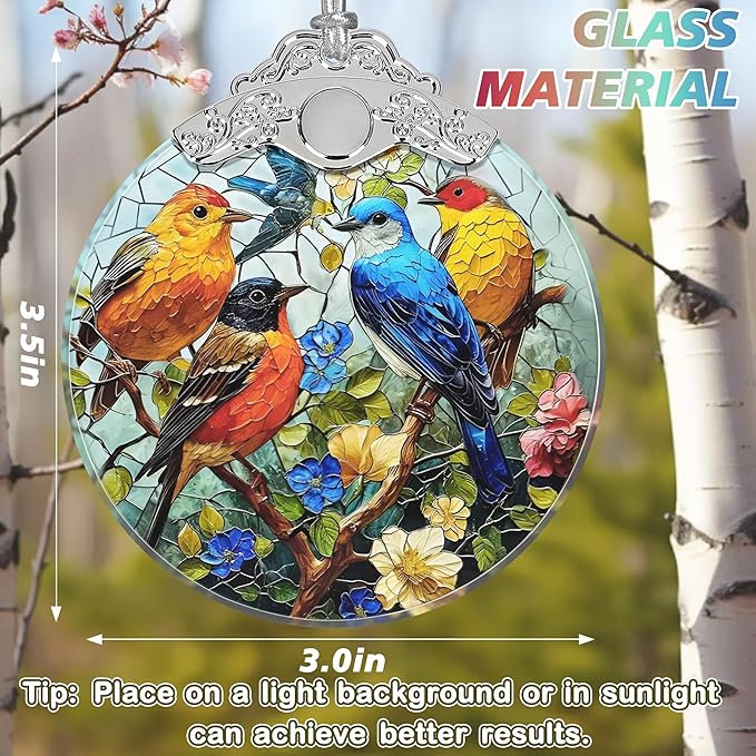 Birds on Branches Stained Glass Orament - Christmas Ornament - Christmas Decorations for Tree - Holiday Present ldeas - Gift Exchange