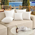 Oubonun 20x20 Outdoor Pillow Inserts (Pack of 4) - Square Waterproof Throw Pillow - Decorative Throw Pillows Insert for Couch Sofa Bed Patio Furniture - White Pillows