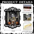 Pinetree Art Halloween Bathroom Wall Decor, Skeleton Gothic Wall Art for Toilet Decorative