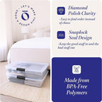 HOMZ 2-Pack Under Bed Storage, Clear Plastic Containers with Lids, 56 Quart, Gray Latch - Stackable Underbed Organizer Bins for Shoes, Bags, Clothes, and Towels