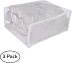 NUYKOUY Clear Vinyl Storage Bags with Zipper 24x20x11 Inch, Clothes Bag Organizer, Space Saver PVC Comforter Clear Storage Bags for Blanket, King Size Pillows Storage,Linen Storage (3 Pack.)