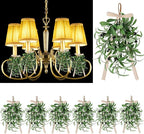 6 PCS Spring Summer Teardrop Swag Chandelier Rings Wreaths Decoration with Bow Artificial Green Olive Sconce Lighting Swag Wreath Greenery Candlestick Wreath for Farmhouse Wall Cabinet Holidays Decor