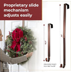 Haute Decor Adjustable Length Metal Wreath Hanger with 4 Interchangeable Icons - Oil-Rubbed Bronze (American Flag/Pumpkin/Snowflake/Reindeer) 4 Wreath Hangers in 1, for Every Season