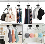 3 Pack Belt Hanger for Closet Organizer, 2026 Upgraded Tie Hangers for Space Saving & Storage, 360° Rotatable & Foldable Hooks, Large Capacity Rack for Tank Top, Bra, Purse (Black)