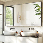 TRAHOME Bathroom Vanity Mirror for Wall, 60" x 36" Metal Framed Rectangular Bathroom Wall Mirror for Over Sink, HD Shatterproof Glass, Hangs Horizontally or Vertically(Black)
