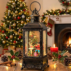 Christmas Snow Globe Lantern Water Glittering Nutcracker Ballerina with Music & Timer, USB Lined/Battery Operated Lighted Lantern for Christmas Festival Decoration Gifts