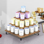 ELITEROO 4 Tier Riser Stand, Wooden Display Stands, Farmers Market Rack, Vendor Shelves for Craft Fair, Tumbler Candles, Perfume, Makeup, Right Angle Corner