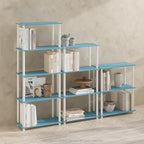 Furinno Turn-N-Tube Book Shelf, 3-Tier Bookshelf, Bookcase with Multipurpose Compact Display Rack, 11.6 x 23.6 x 29.6, for Living Room, Bedroom, Home Office, Light Blue/White