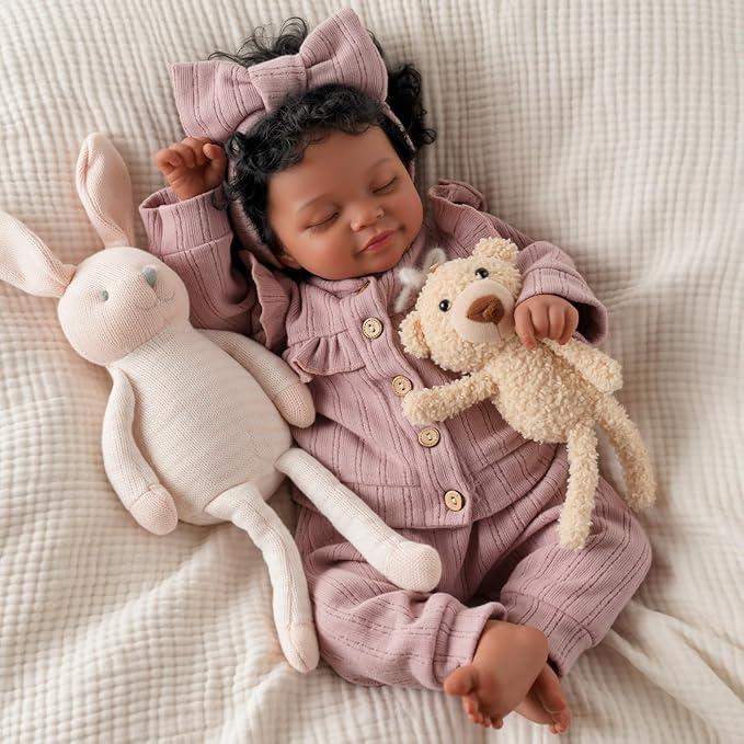 BABESIDE Lifelike Reborn Baby Dolls Black Girl – 20 Inch Lifelike Newborn Real Life Baby Dolls with Soft Weighted Body, Comfort Companion for Bedtime, Naptime & Emotional Support Gift for Kids Age 3+