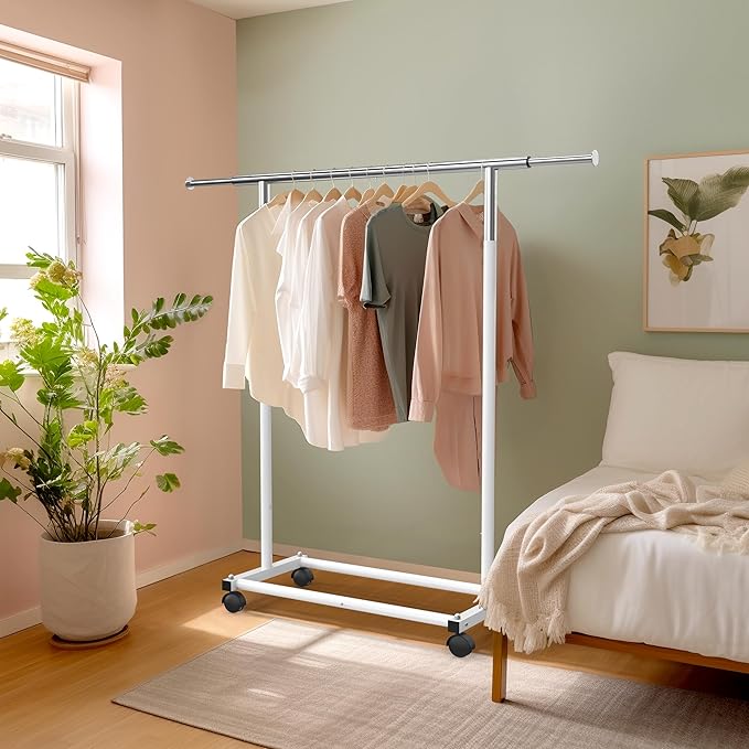 Simple Houseware Standard Rod Garment Rack, White
