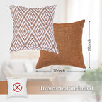 HPUK Decorative Throw Pillow Covers Set of 4 Geometric Design Linen Cushion Cover for Couch Sofa Living Room, 20"x20" inches, Golden Brown