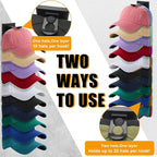 Hat Racks for Baseball Caps,Hats Rack Organizer Hold Up to 20 Hats,Hat Organizer for Baseball Caps Hat Holder Storage Display Adhesive/Wall Drilled for Wall,Door,Closet,Hat Racks for wall (1PK, Black)