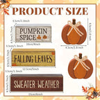 Lineshading 4 Pcs Fall Pumpkin Decor Fall Table Decoration Thanksgiving Tiered Tray Decor Thanksgiving Centerpiece Rustic Decorative Pumpkin Block Sign Gift Farmhouse Autumn Table Sign for Home