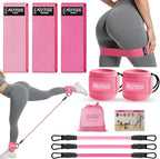 Ankle Resistance Bands with Cuffs & Fabric Resistance Bands Set - Legs & Glutes Workout Equipment for Women & Men, Home Gym Heavy Exercise Bands for Hip, Yoga, Strength Training, Rehab, Pilates