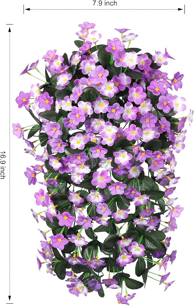 HyeFlora 2PCS Artificial Hanging Flowers for Outdoors Spring Decoration, Faux Daisy Plants Fake Silk Orchid Long Stems UV Resistant Mums for Home Garden Wall Party Indoor Outside Decor