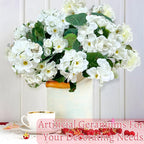 Artificial Geraniums Flowers for Outdoors Spring Decor, 4 Bundles UV Resistant Fake Geraniums Flowers Silk Faux Plants for Home Planter Gardens Table Patio Porch Indoor Cemetery Summer Decor(White)