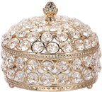 Hipiwe Crystal Jewelry Box Jewelry Trinket Organizer Box Gold Treasure Box Luxury Home Decor Ring Earrings Storage Holder Keepsake Box for Women,X-Large
