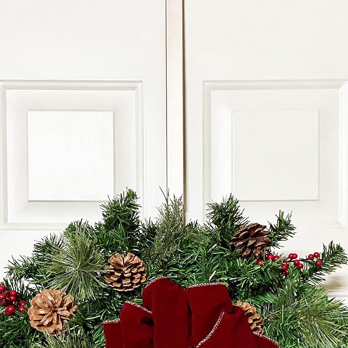 Haute Decor Adapt Adjustable Wreath Hanger, Top & Length Adjustable Version (Champagne), Strong Over The Door Hook - Fits Most Door Styles and Sizes