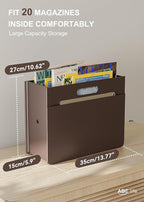 ABC life Magazine Holder Magazine Rack Floor, Stable Foldable PU Leather Newspaper Book Storage Basket Box, Upgraded Magazine File Folder Organizer Free Standing, for Living Room Home Office - Brown