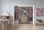 ClosetMaid SuiteSymphony Wood Closet Organizer Starter Kit with Tower and 3 Hang Rods, Shelves, Adjustable, Fits Spaces 5 – 10 ft. Wide, Natural Gray